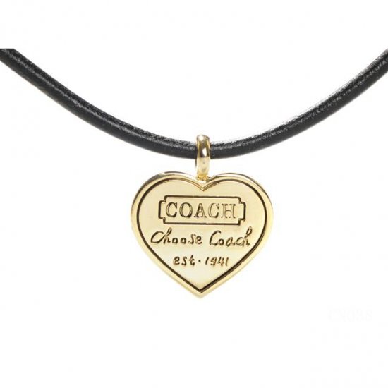 Coach Heart Logo Black Necklaces CXQ | Women